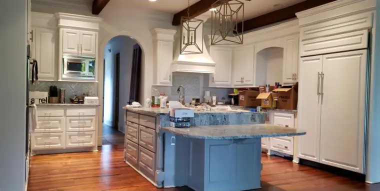 Kitchen island repainted, after painting