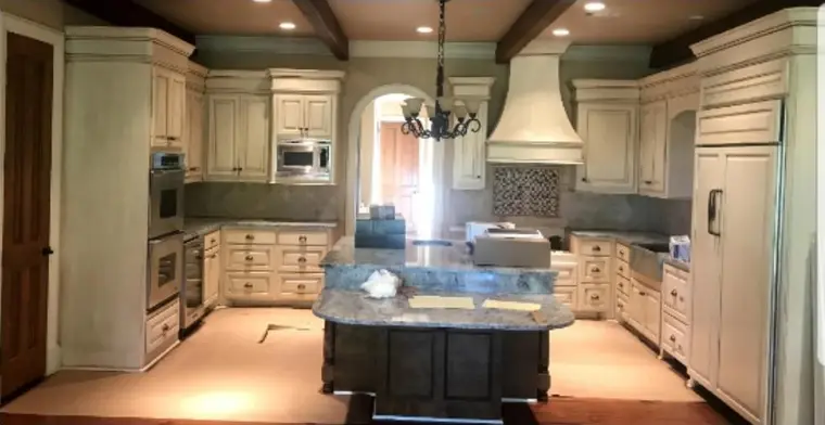 Kitchen island repainted, before painting